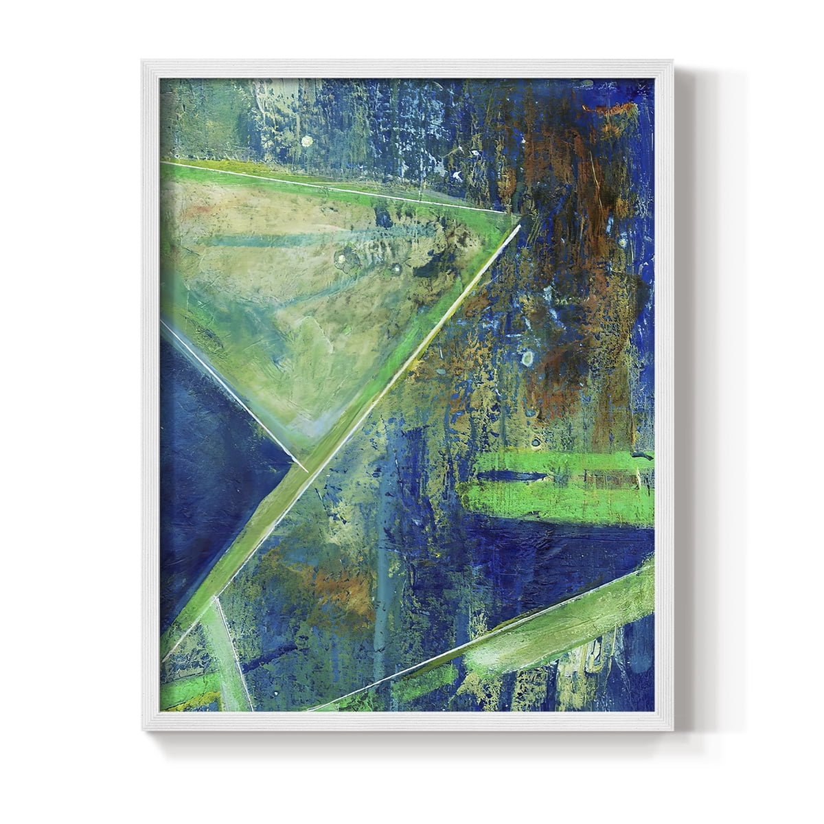 Geometric in Cool VII Framed Print in White Solid Wood Framed Print No Nail Hanging