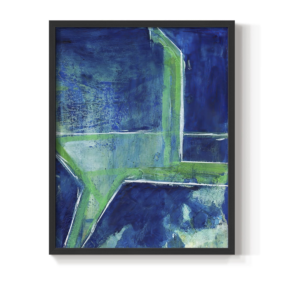 Geometric in Cool VIII Framed Print in Black Solid Wood Framed Print No Nail Hanging