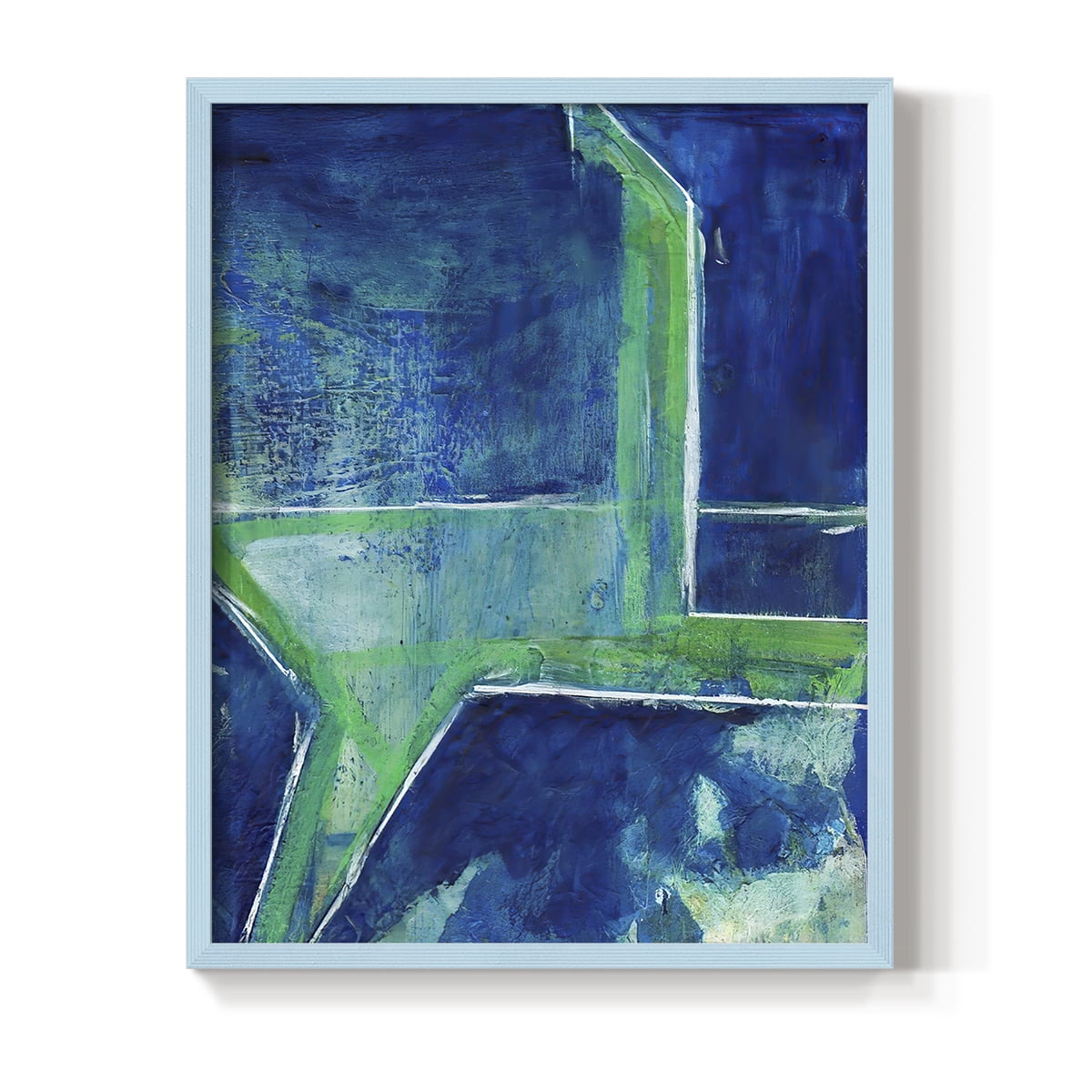 Geometric in Cool VIII Framed Print in Blue Solid Wood Framed Print No Nail Hanging