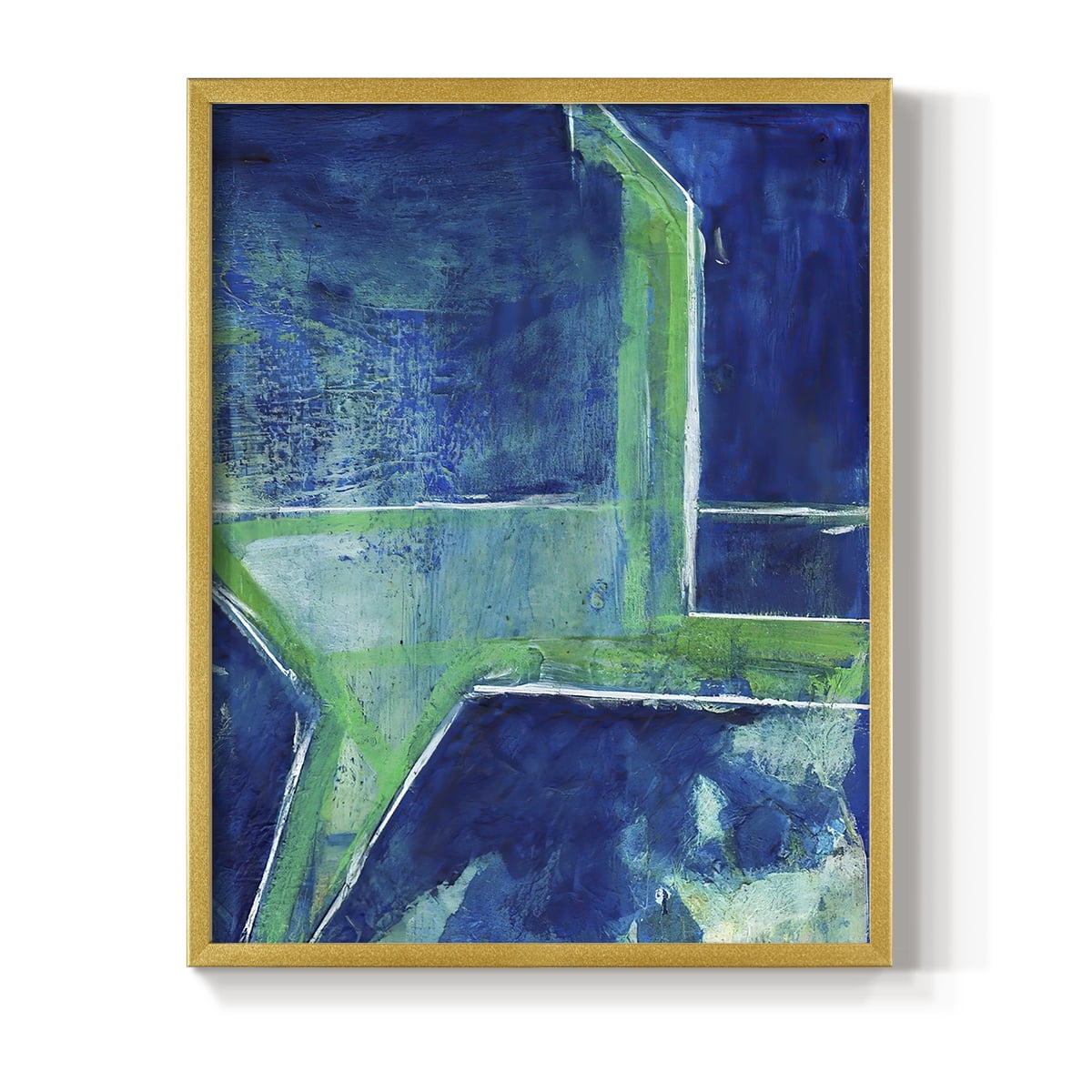 Geometric in Cool VIII Framed Print in Gold Solid Wood Framed Print No Nail Hanging