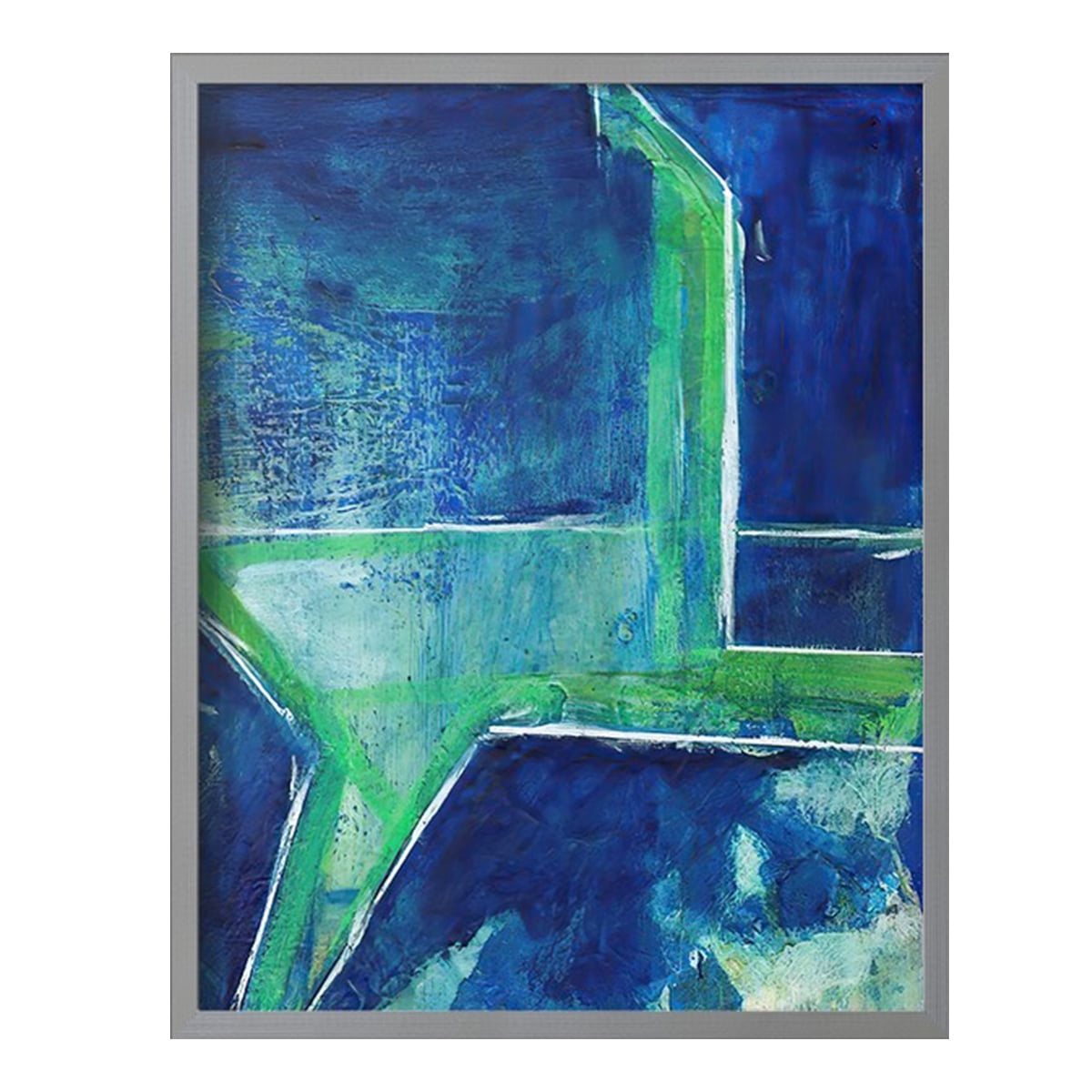 Geometric in Cool VIII Framed Print in Gray Solid Wood Framed Print No Nail Hanging