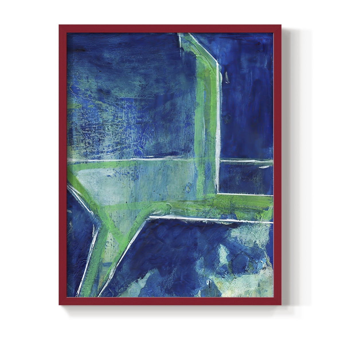 Geometric in Cool VIII Framed Print in Red Solid Wood Framed Print No Nail Hanging