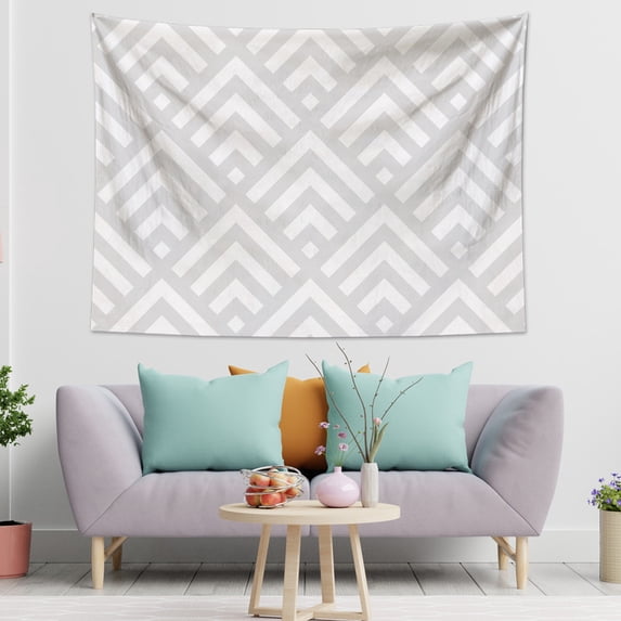 Geometric line tapestry modern simple gray and white tapestry living room bedroom dormitory graduation decoration wall hanging decoration