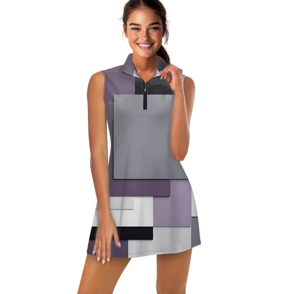 Geometric modern art purple gray black Sports Dresses Women Tennis Dress Outdoor Badminton Golf Quick-Drying And Breathable Sports Dress
