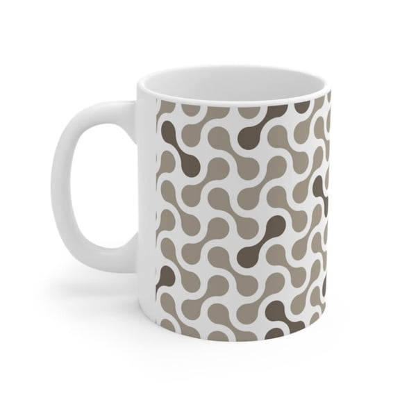 Geometric pattern ceramic mug oz oz, modern abstracoffee cup, neutral beige r tea mug, contemporary ceramic gift.