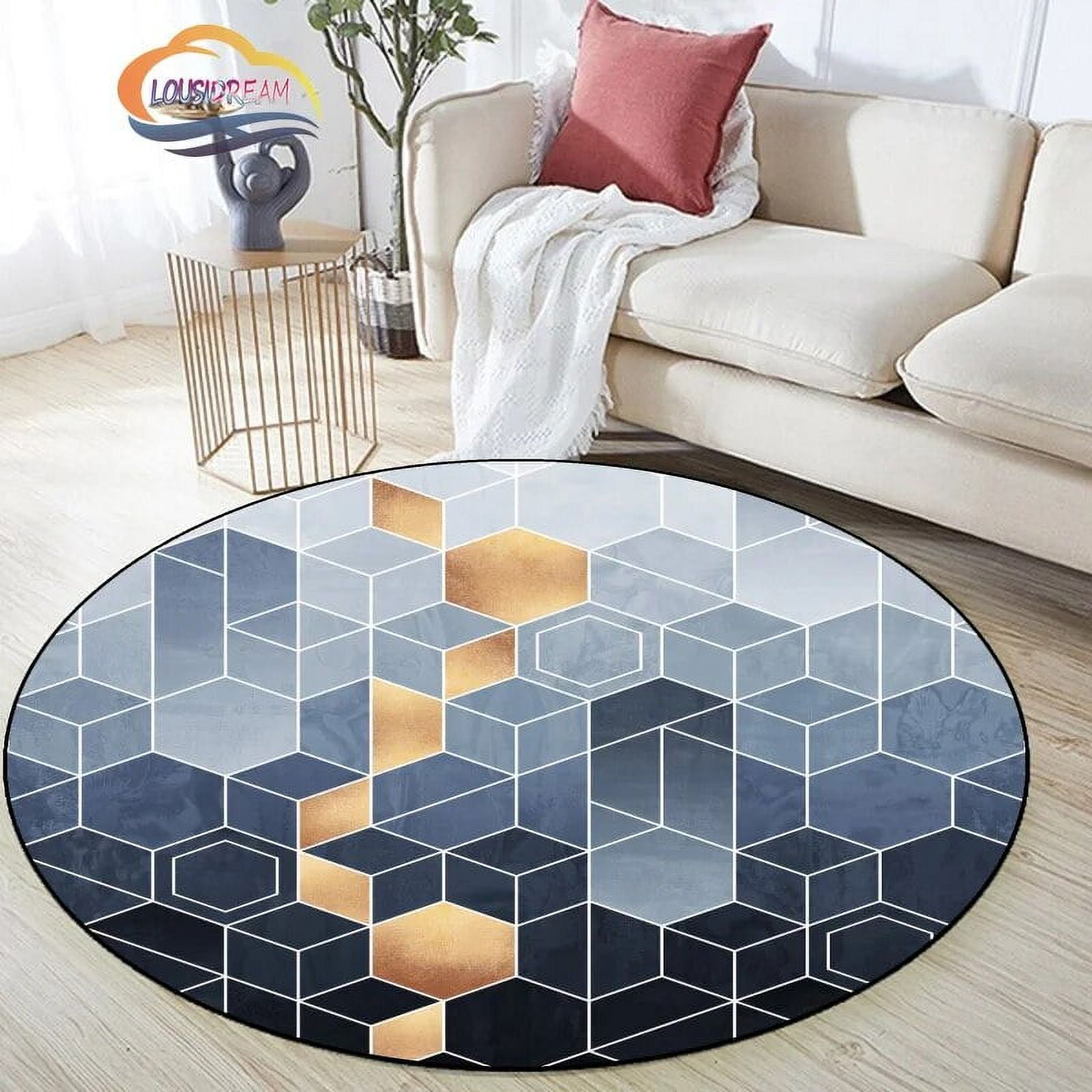 Geometric pattern round rug living room autumn and winter tea table