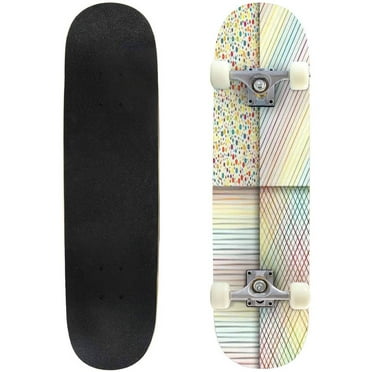 Geometric seamless patterns set in vintage rainbow colors Simple Outdoor Skateboard Longboards 31"x8" Pro Complete Skate Board Cruiser