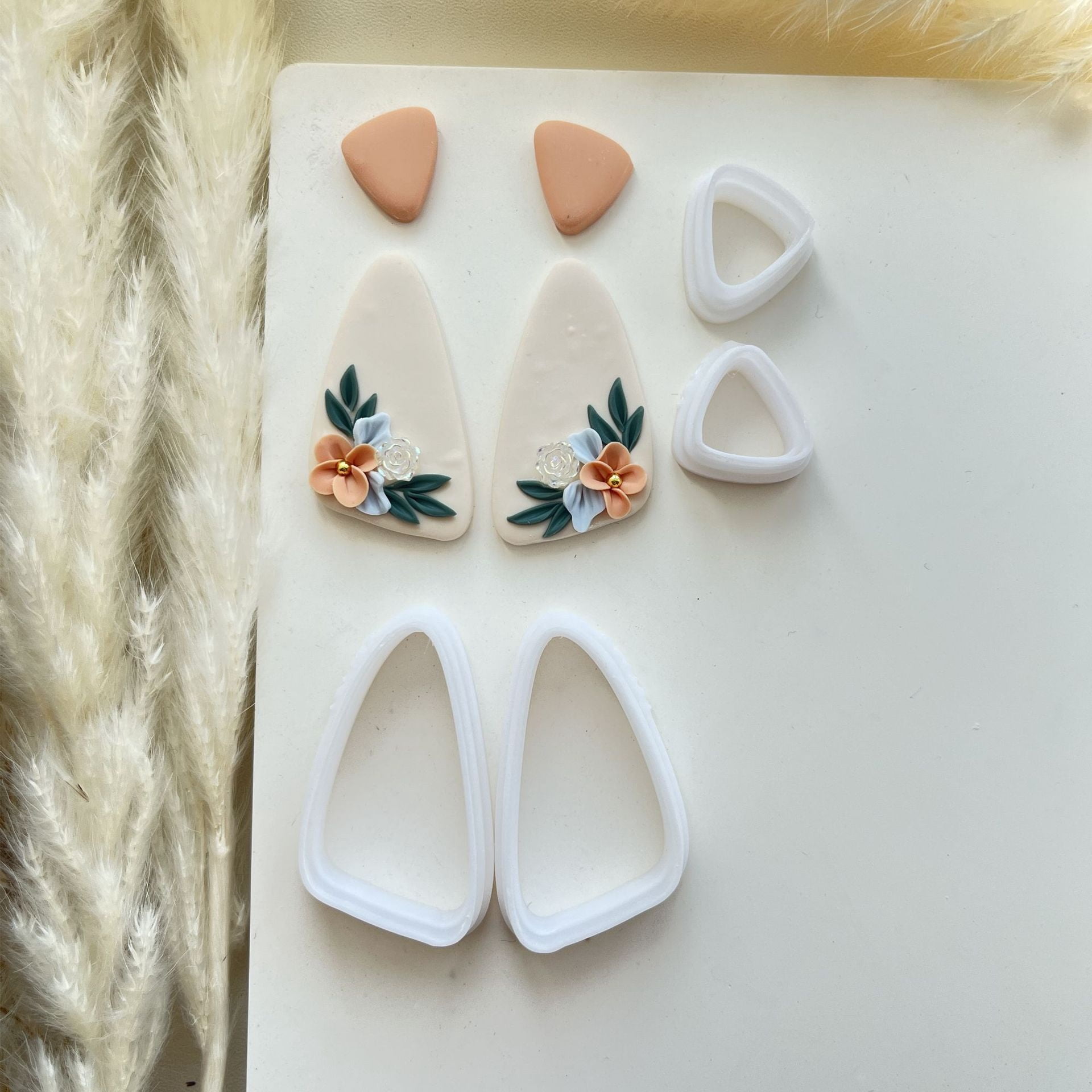 Geometric simple set of four soft clay earring molds - creative handmade DIY earring making tools
