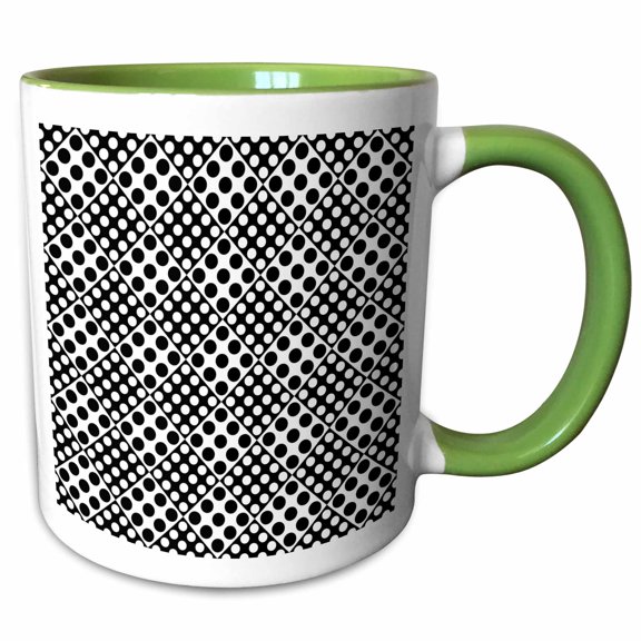 3drose, Geometrical Abstract Monochrome Circle Pattern Background Design, 11oz Two-tone Green Mug