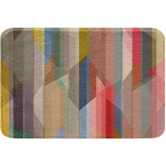 Geometrical Bath Mats for Bathroom,Abstract Triangle Square Stripes Pattern,Bathroom Mats Rugs No Silp,Floor Rug Carpets Floor Mat Bathroom Decorations,Multicolor,16x24