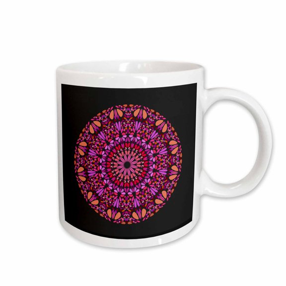 3drose, Geometrical Circular Round Abstract Gravel Pattern Mandala Art, 15oz Mug