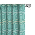 thumbnail image 1 of Geometrical Curtains 2 Panels Set, Abstract Striped Rounds with Tiny Polka Dots, Window Drapes for Living Room Bedroom, 56"W X 95"L, Dark Seafoam Seafoam, by Ambesonne, 1 of 5