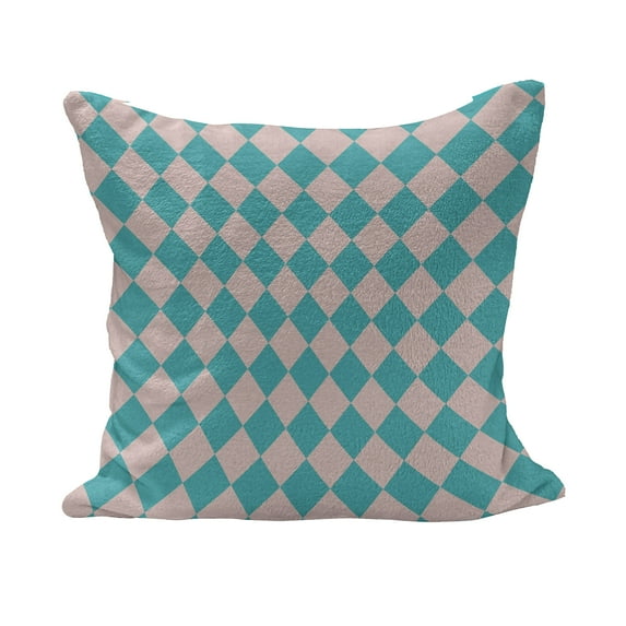 Geometrical Fluffy Throw Pillow Cushion Cover, Vintage Retro 50s 60s Inspired Kitchen Tiles in Diamond Shapes Print, Rectangle Accent Pillow Case, 26" x 16", Turquoise and Lilac, by Ambesonne