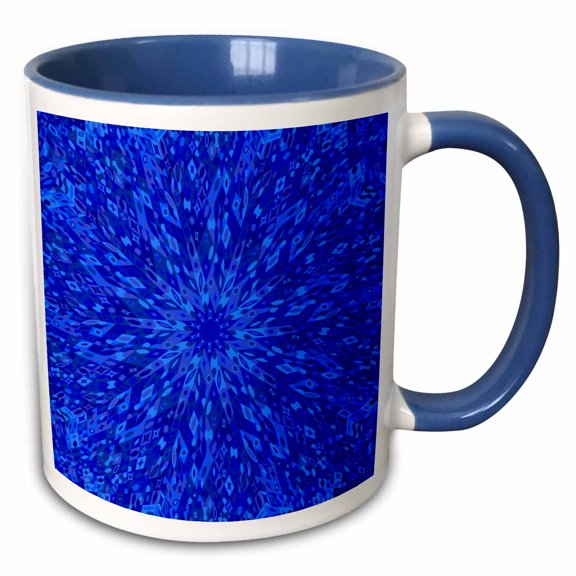 3drose, Geometrical Hypnotic Circular Burst Mosaic Pattern Background Design, 11oz Two-tone Blue Mug