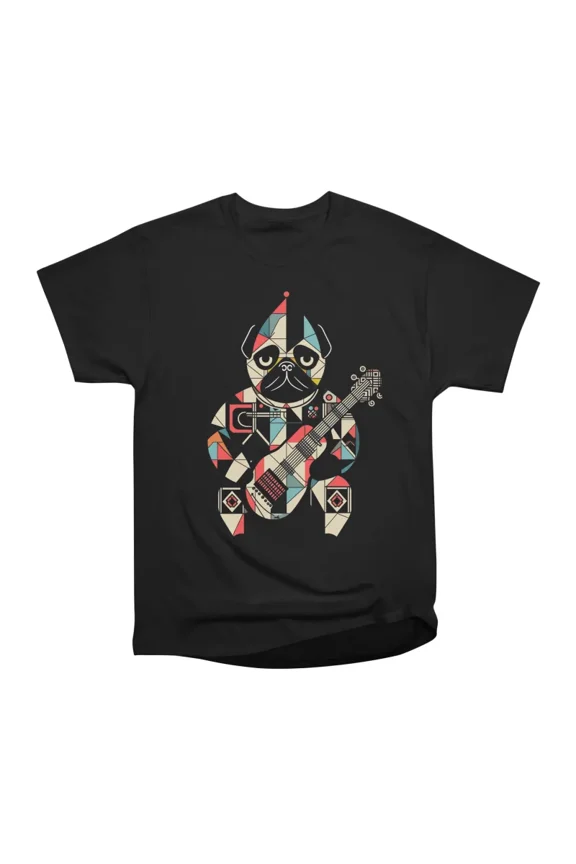 Geometrical Musical Pug T-Shirt Tee Gift For Him Merch For Her Apparel For Friend