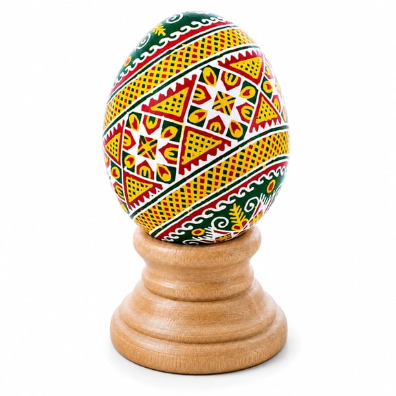 Geometrical Green Blown Real Eggshell Ukrainian Easter Egg Pysanka