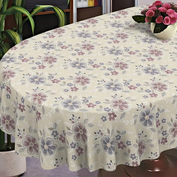 Geometrical Oval Tablecloth Farmhouse 60"x120" Waterproof Table Cloth Washable Fabric Table Cover for Indoor/Outdoor Home Kitchen Dinner Decor