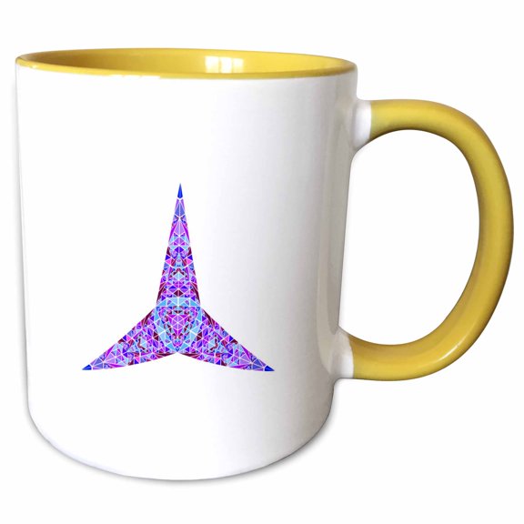 3drose, Geometrical Polygonal Abstract Triangle Mosaic Ornament Star Polygon, 11oz Two-tone Yellow Mug
