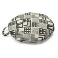thumbnail image 1 of Geometrical Round Floor Cushion with Handle, Boho Style Tribal Abstract Squares Triangles Aztec Contemporary Art Deco Like, Pillow for Living Room & Dorms, 18" Round, Grey Cream, by Ambesonne, 1 of 4