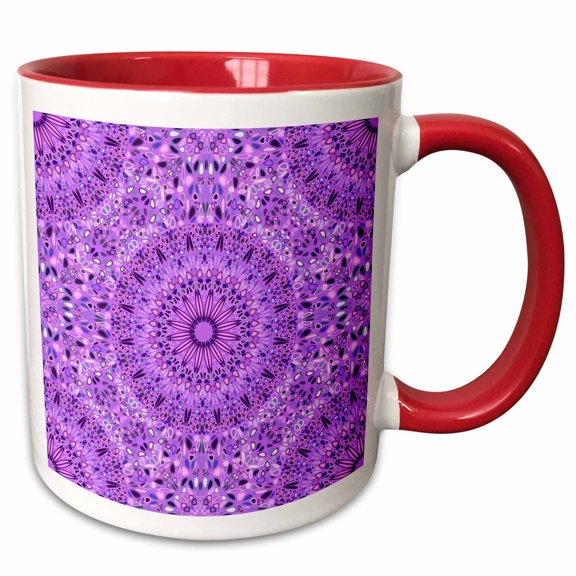 3drose, Geometrical Seamless Garden Mandala Pattern Background Art, 15oz Two-tone Red Mug