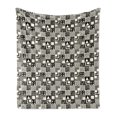 thumbnail image 1 of Geometrical Soft Flannel Fleece Blanket, Boho Style Tribal Abstract Squares Triangles Aztec Contemporary Art Deco Like, Cozy Plush for Indoor and Outdoor Use, 50" x 60", Grey Cream, by Ambesonne, 1 of 5