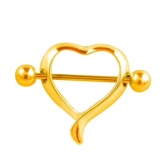 Slatcetga Geometrical Stainless Steel Love Shape Nipple Ring Anti allergy Piercing Body Jewelry(Gold)