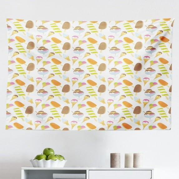 Geometrical Tapestry, Ethnic Design Pattern Illustration Ornamental Colorful Stripes Image Art Print, Fabric Wall Hanging Decor for Bedroom Living Room Dorm, 2 Sizes, Multicolor, by Ambesonne