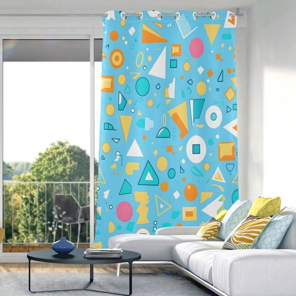 Geometrical Triangle Item Pattern Blackout Curtains 84"x42" Thermal Insulated Curtain 1 Panel