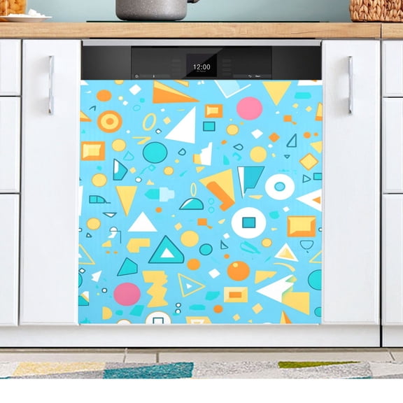 Geometrical Triangle Item Pattern Dishwasher Magnetic Refrigerator Magnet Cover Kitchen Art Panel Decal Sticker Home Decorative 23"x26"