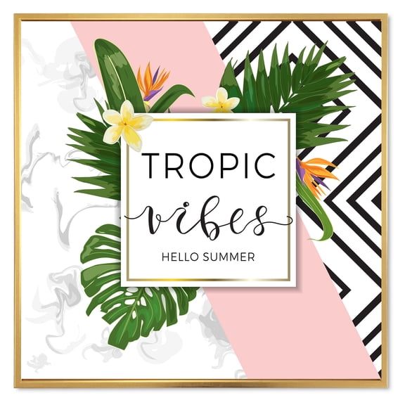 Geometrics Tropic VIbes On Triangular 16 in x 16 in Framed Painting Canvas Art Print, by Designart