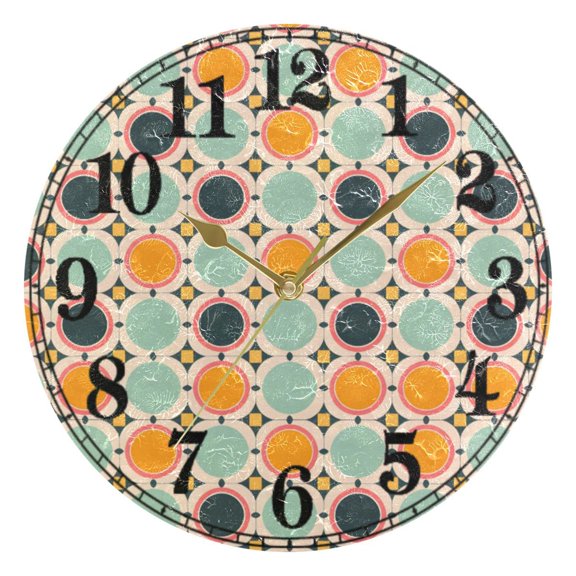 Geometry Circle Print Silent Wall Clock 10" Non-Ticking Battery Clock