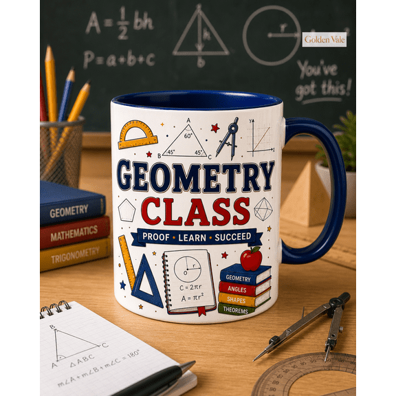 Geometry Class Mug for Math Students, Teacher Gift, Proof Learn Succeed Cup