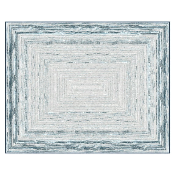 Geometry Collection Boho Area Rug with Non Slip Backing for Living Room, Bedroom, 8 x 10 ft, Blue, 1 Pack