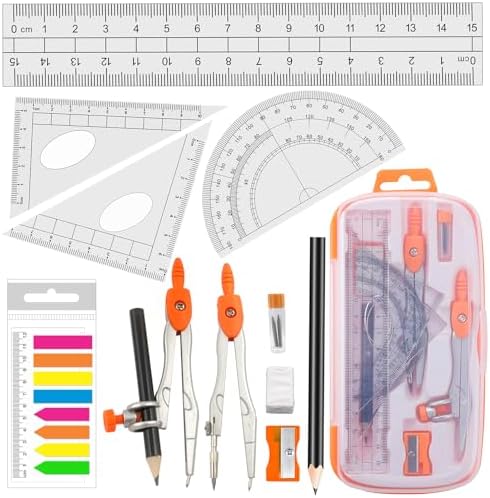 Geometry Set Complete Compass Geometry Compass Set 2 Drafting Compasses with Maths Protractor Set ...