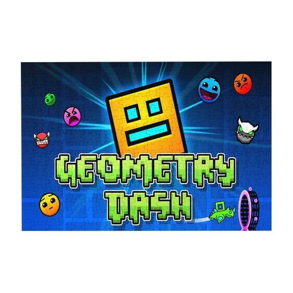 Geometry Dash 300 Piece Puzzles,Wooden Jigsaw Puzzle,Home Decor Birthday Party Gift,Fun And Challenging Family Games
