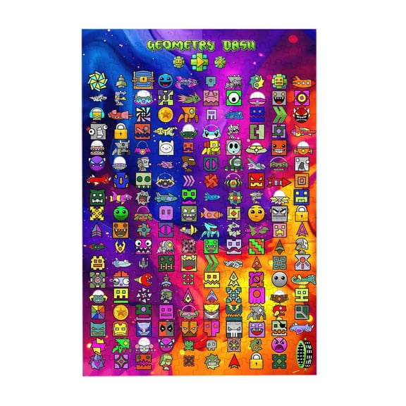 Geometry Dash 300 Piece Puzzles,Wooden Jigsaw Puzzle,Home Decor Birthday Party Gift,Fun And Challenging Family Games