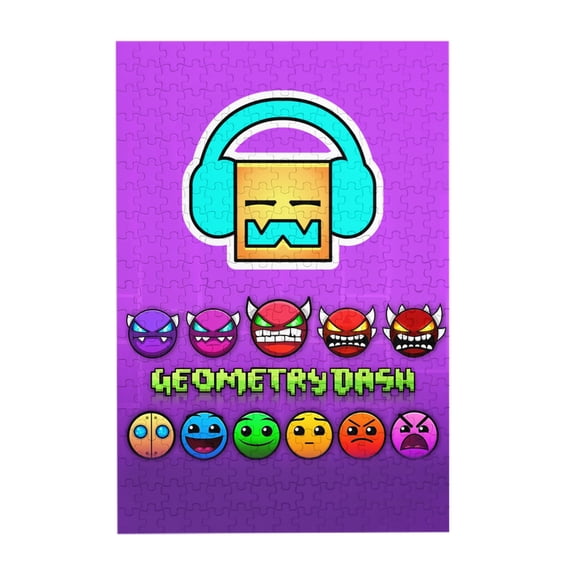 Geometry Dash 300 Piece Puzzles,Wooden Jigsaw Puzzle,Home Decor Birthday Party Gift,Fun And Challenging Family Games