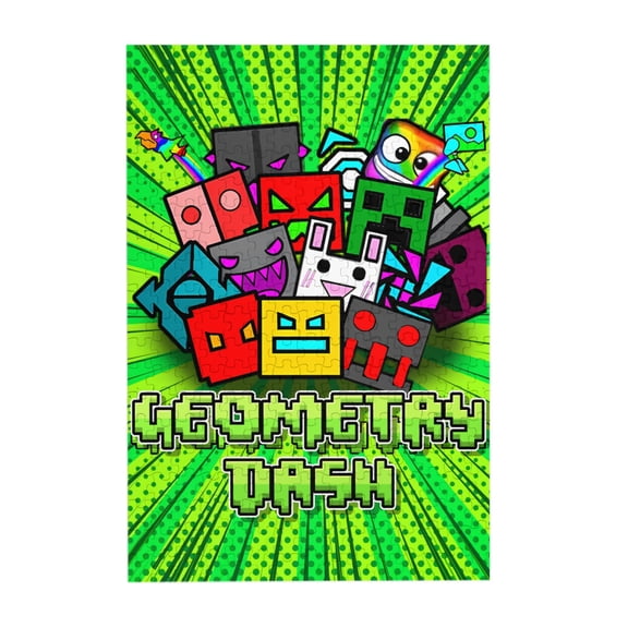 Geometry Dash 300 Piece Puzzles,Wooden Jigsaw Puzzle,Home Decor Birthday Party Gift,Fun And Challenging Family Games