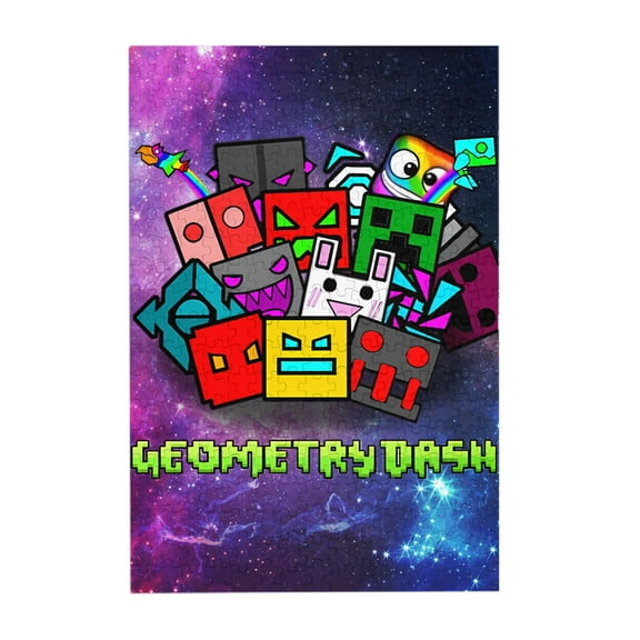 Geometry Dash 300 Piece Puzzles,Wooden Jigsaw Puzzle,Home Decor Birthday Party Gift,Fun And Challenging Family Games