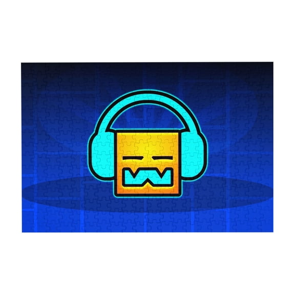 Geometry Dash 300 Piece Puzzles,Wooden Jigsaw Puzzle,Home Decor Birthday Party Gift,Fun And Challenging Family Games