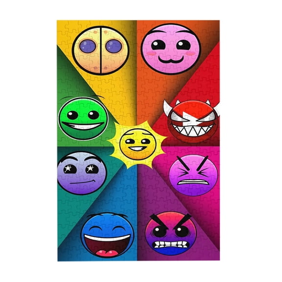 Geometry Dash 300 Piece Puzzles,Wooden Jigsaw Puzzle,Home Decor Birthday Party Gift,Fun And Challenging Family Games