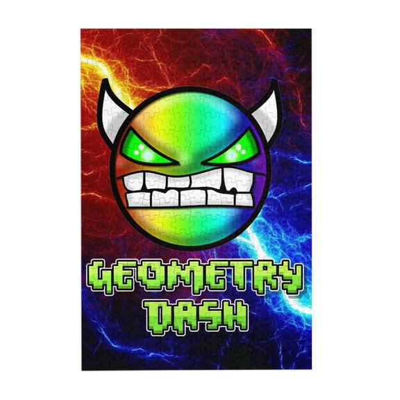 Geometry Dash 300 Piece Puzzles,Wooden Jigsaw Puzzle,Home Decor Birthday Party Gift,Fun And Challenging Family Games