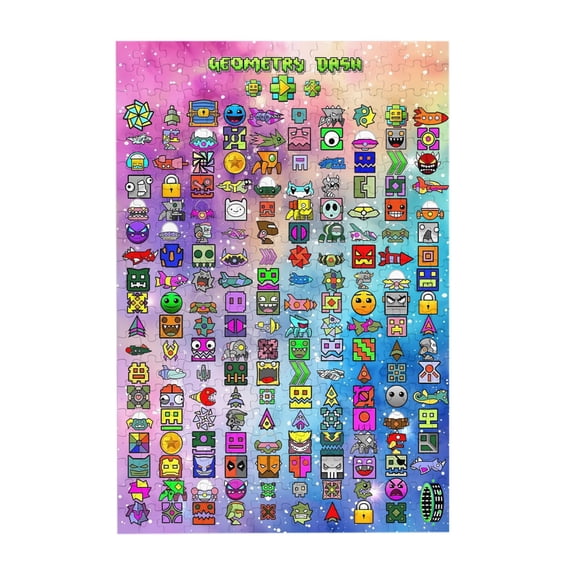 Geometry Dash 300 Piece Puzzles,Wooden Jigsaw Puzzle,Home Decor Birthday Party Gift,Fun And Challenging Family Games