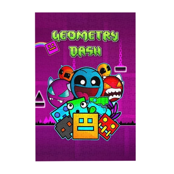 Geometry Dash 300 Piece Puzzles,Wooden Jigsaw Puzzle,Home Decor Birthday Party Gift,Fun And Challenging Family Games