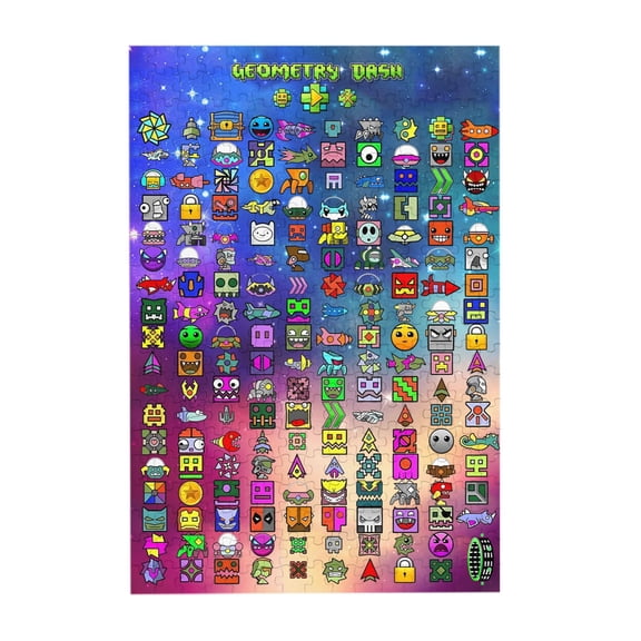 Geometry Dash 300 Piece Puzzles,Wooden Jigsaw Puzzle,Home Decor Birthday Party Gift,Fun And Challenging Family Games
