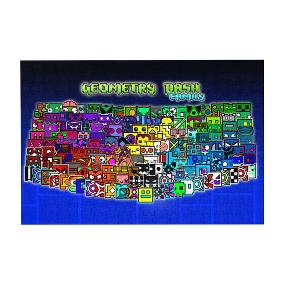 Geometry Dash 300 Piece Puzzles,Wooden Jigsaw Puzzle,Home Decor Birthday Party Gift,Fun And Challenging Family Games