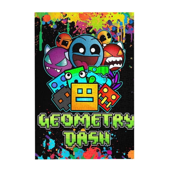 Geometry Dash 300 Piece Puzzles,Wooden Jigsaw Puzzle,Home Decor Birthday Party Gift,Fun And Challenging Family Games