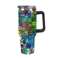 thumbnail image 1 of Geometry Dash 40 Oz Tumbler with Handle And Straw, Stainless Steel Double Wall Vacuum Insulated Coffee Cup Travel Mug for Gym, Outdoors, Commute, Work, 1 of 8