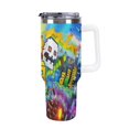 thumbnail image 1 of Geometry Dash 40 Oz Tumbler with Handle And Straw, Stainless Steel Double Wall Vacuum Insulated Coffee Cup Travel Mug for Gym, Outdoors, Commute, Work, 1 of 8