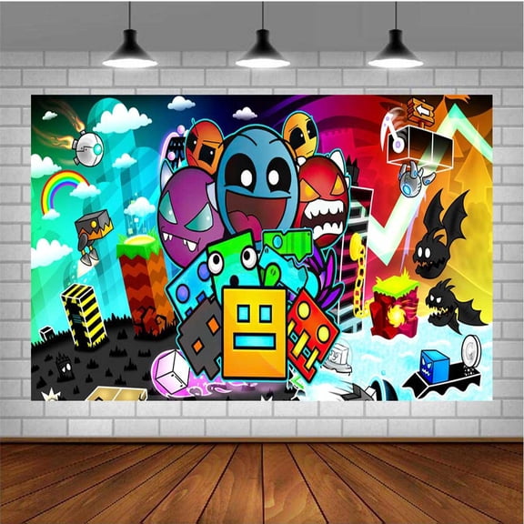 Geometry Dash Post Wall Decor Birthday Banner Backdrop Background Party Supplies Taspestry